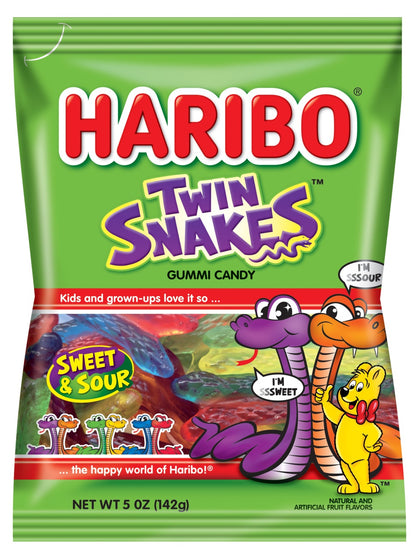 Haribo Twin Snakes Gummy Candy (12x5oz)