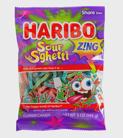 Haribo Zing Sour S'ghetti Gummy Candy (12x5oz)
