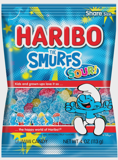 Haribo Smurfs Sour Gummy Candy (12x4oz)