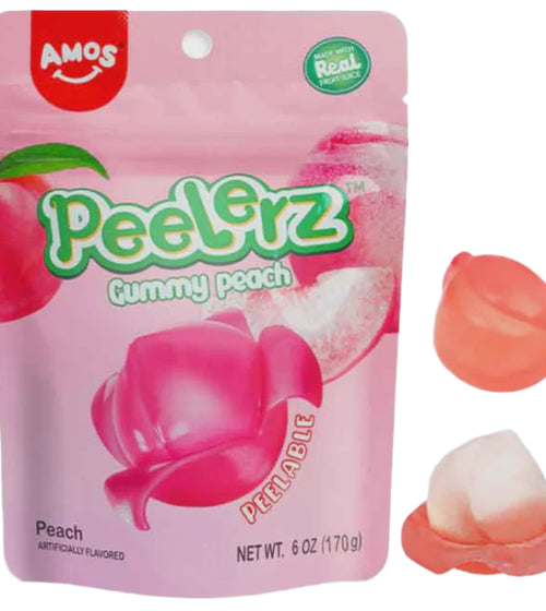 AMOS PEELERZ GUMMY PEACH PEG BAG (12x170g)