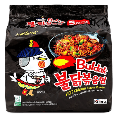 Samyang Buldak Hot Chicken Flavour Ramen (140g x 5pks x 8ct)