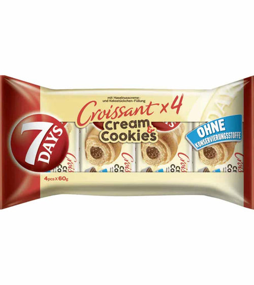 7 DAYS CROISSANTS CREAM COOKIES HAZELNUT  1X62 pcs/box