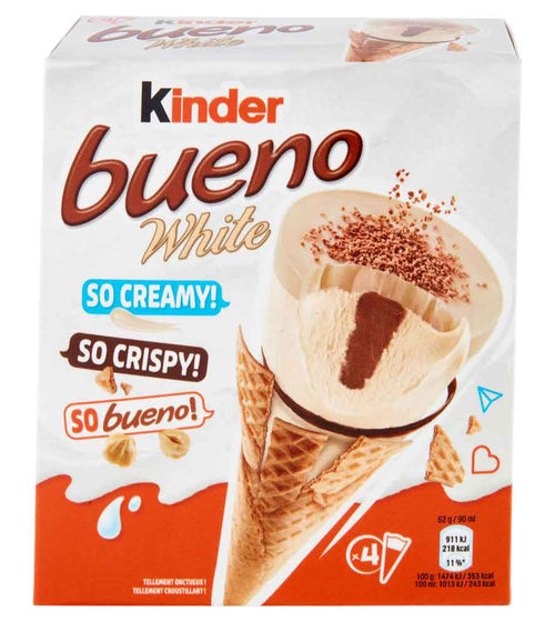 KINDER BUENO WHITE ICE CREAM  4PCS/UNIT, 8 UNITS/BOX