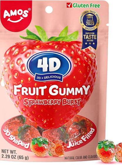 AMOS FRUIT GUMMY STRAWBERRY BURST PEG BAG (12x170g)