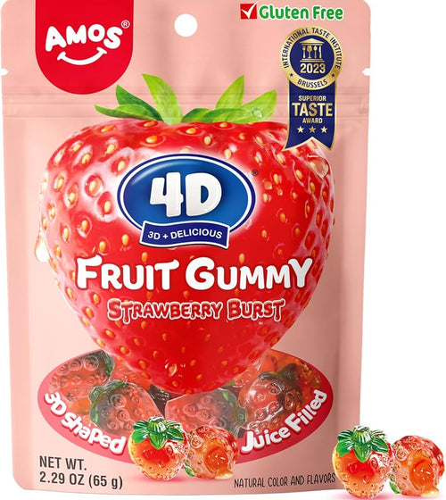 AMOS FRUIT GUMMY STRAWBERRY BURST PEG BAG (12x170g)