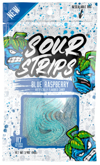 Sour Strips Blue Raspberry 96g X 12 UNITS