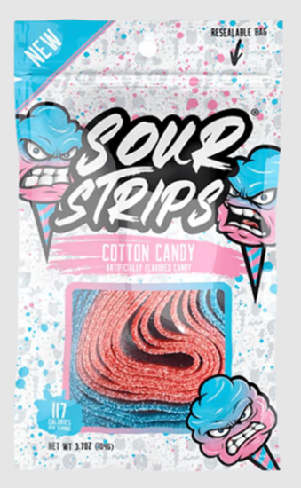 Sour Strips Cotton Candy 96g X 12 UNITS