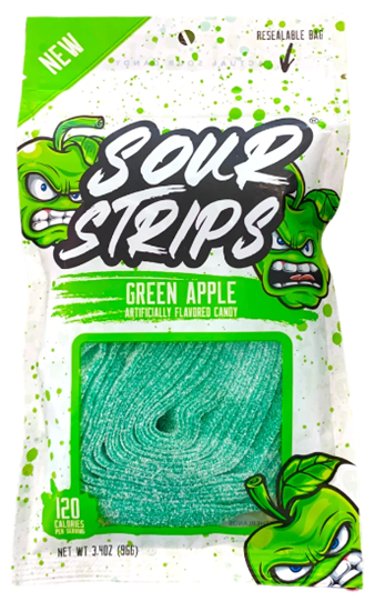 Sour Strips Green Apple 96g X 12 UNITS