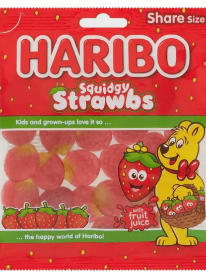 Haribo Bags Squidgy Strawbs  (12 x 160g)